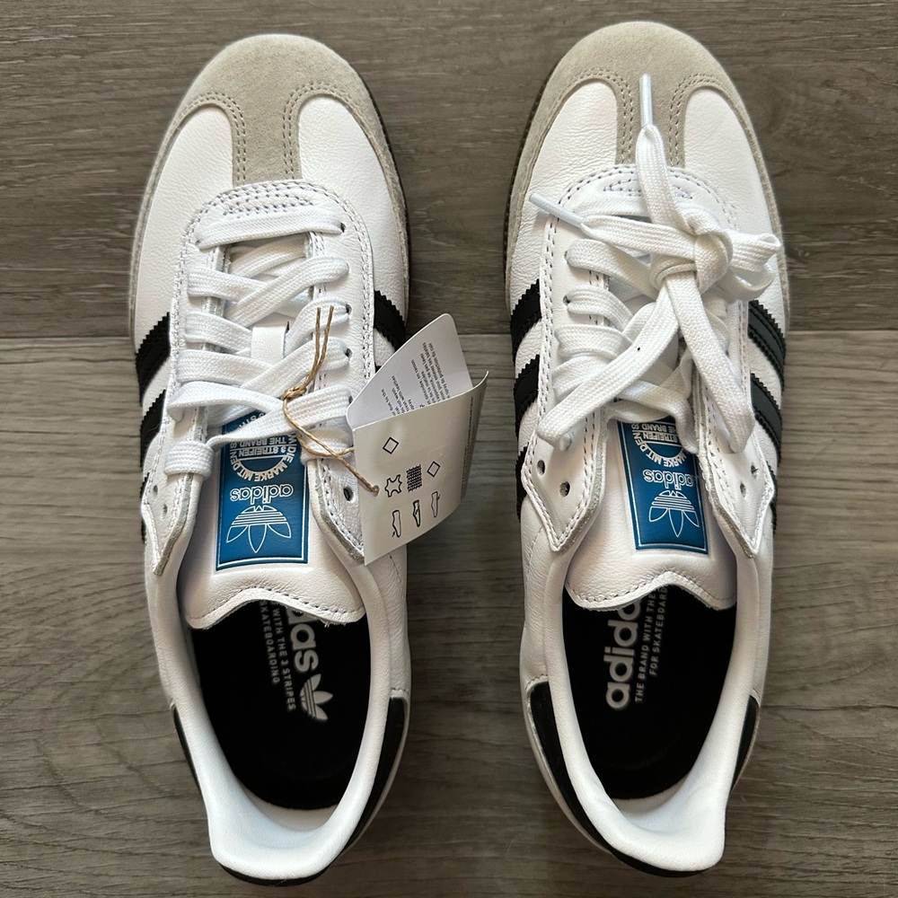 NWT Adidas Samba White and Gray leather Sneakers